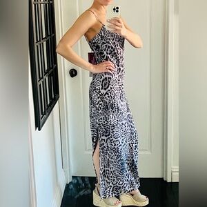 Leopard Print Slip Dress with Slits